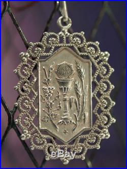 Superb Antique French Religious Communion Medal Pendant Chalice Communion silver
