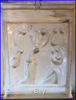 Superb Antique Italian Majolica Pottery Religious Frieze w Angels