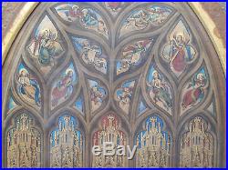 Superb Rare Antique Watercolour Painting Medieval Gothic Altarpiece Jesus Christ