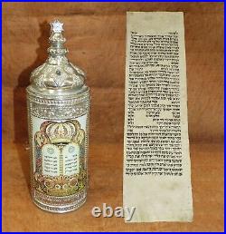 TORAH BIBLE SCROLL MANUSCRIPT FRAGMENT 80 YRS OLD ISRAEL The Ten Commandments