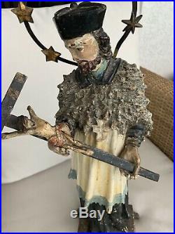 Tall Wooden Nepumuck Black Forest Sculpture Religious Painted Antique