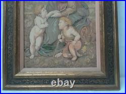 Tapestry Our Lady w Child Jesus & John the Baptist Adaptation of Painting Framed