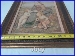 Tapestry Our Lady w Child Jesus & John the Baptist Adaptation of Painting Framed