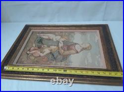 Tapestry Our Lady w Child Jesus & John the Baptist Adaptation of Painting Framed