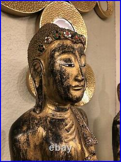 Thai Buddha Statue 1.2 M Tall Sculptured Wood Carving Religious Figure