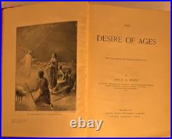 The Desire of Ages by Ellen G. White 1898 Antique Religious Hardcover Red/Gold
