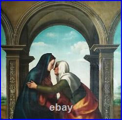 The Visitation Madonna Italian Renaissance Old Master 18thC Antique Oil Painting