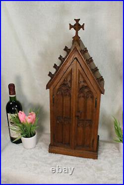 Top Neo gothic church wood carved chapel bishop saint figurine statue religious