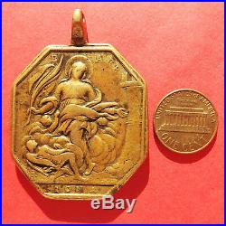 Unique St Joseph Medal Antique 18th Century St Barbara Religious Charm Medallion