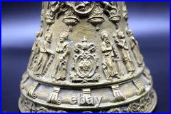 Unusual Antique Bronze Catholic Sanctus Sacristy Bell Cherubs Saints Baroque