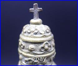 Unusual Antique Bronze Catholic Sanctus Sacristy Bell Cherubs Saints Baroque