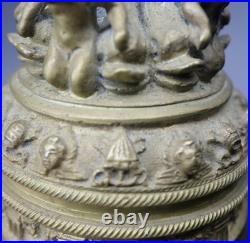 Unusual Antique Bronze Catholic Sanctus Sacristy Bell Cherubs Saints Baroque