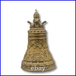 Unusual Antique Bronze Catholic Sanctus Sacristy Bell Cherubs Saints Baroque