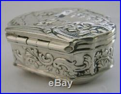 Unusual Sterling Silver Religious Table Snuff Box 1894 Victorian Antique Dutch