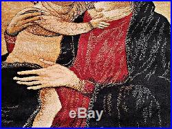 VINTAGE LAHORE RELIGIOUS ART HOLY MARY&BABY JESUS WALL TAPESTRY CARPET95x130cm