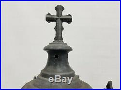 VTG 1900s GOTHIC CHURCH PAIR 2 RELIGIOUS LANTERN CANDLE HOLDER FUNERAL ANTIQUE
