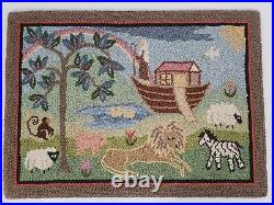 VTG 1988 McAdoo Hand Hooked and Dyed Rug Noah's Ark 36 x 26 Bible Religious