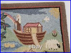 VTG 1988 McAdoo Hand Hooked and Dyed Rug Noah's Ark 36 x 26 Bible Religious