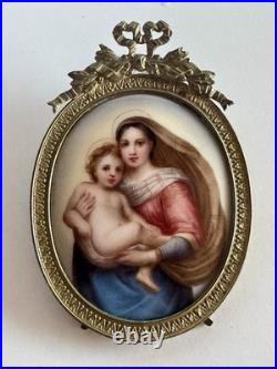 VTG Italian hand painted Porcelain Plaque of the SISTINE MADONNA