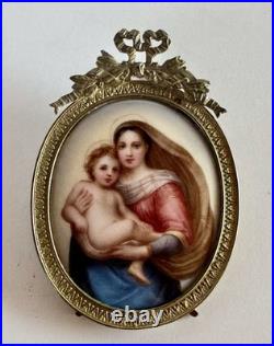 VTG Italian hand painted Porcelain Plaque of the SISTINE MADONNA