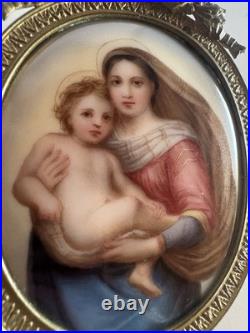 VTG Italian hand painted Porcelain Plaque of the SISTINE MADONNA