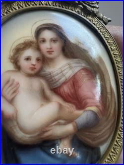 VTG Italian hand painted Porcelain Plaque of the SISTINE MADONNA