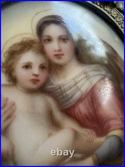 VTG Italian hand painted Porcelain Plaque of the SISTINE MADONNA