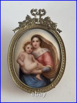 VTG Italian hand painted Porcelain Plaque of the SISTINE MADONNA