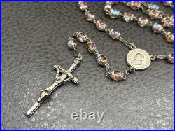 VTG Pope John Paul II Sapphirine Pink Blue Glass Beads Italian Rosary 26