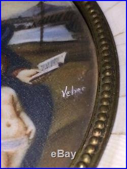 Veber Miniature Paint Yvory Framed Antique 1800's. A000