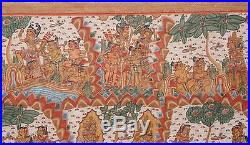 Very Large Old Traditional Kamasan Balinese Religious Painting On Cloth