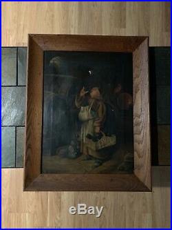 Very Old Oil Painting On Canvas Antique