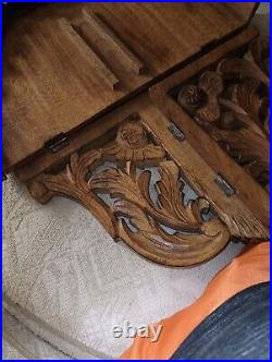 Very Rare Religious Antique French Handcarved Wooden Tramp Art Chapel Alter Very Rare Religious Antique French Handcarved Wooden Tramp Art Chapel Alter