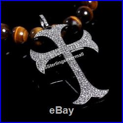 Victorian Antique Pave Diamond Cross Pendant 925 Silver Religious Jewelry VP-165
