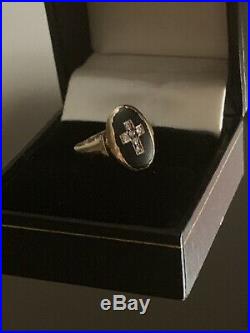 Victorian Cross Mourning Ring Old Mine Diamond Ring Antique Gold Religious