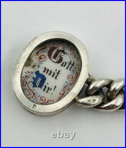 Victorian Sterling Silver Hand Painted Porcelain Religious Mary Icon Bracelet