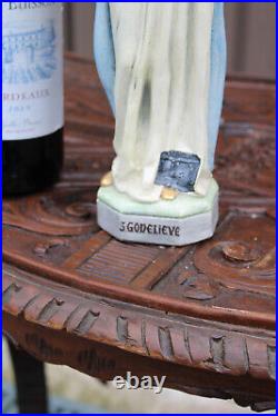 Vintage 1950 Stoneware statue saint Godelieve religious