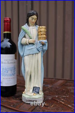 Vintage 1950 Stoneware statue saint Godelieve religious