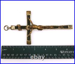 Vintage 6.5 nun priest Ebony & Brass Crucifix with skull & Crossbones religious