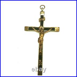 Vintage 6.5 nun priest Ebony & Brass Crucifix with skull & Crossbones religious