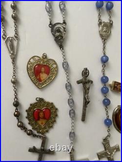 Vintage Amazing Lot Rosaries, Carnelian Rosarie And Other Religious Items