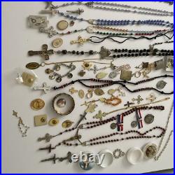 Vintage Amazing Lot Rosaries, Carnelian Rosarie And Other Religious Items