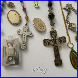 Vintage Amazing Lot Rosaries, Carnelian Rosarie And Other Religious Items