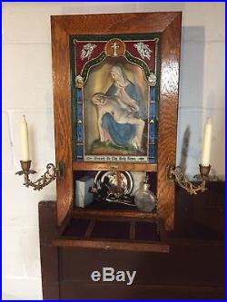 Vintage Antique Catholic House Alter Last Rites Box Chalkware Religious Priest