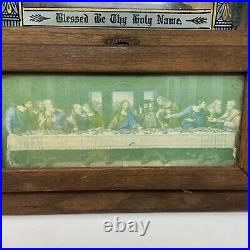 Vintage Antique Catholic Last Rights Communion Alter Wood Shadow Box Religious