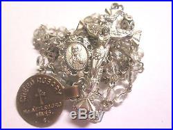 Vintage Antique Creed Sterling Silver Rosary Ornate Crucifix & Religious Medal