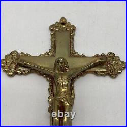 Vintage Antique Crucifix GATCO Solid Brass Religious Jesus Christ Wall Hang