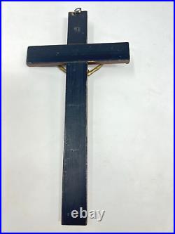 Vintage Antique Large Religious Crucifix Cross Bone Wood 1930 INRI Sunburst Old