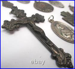 Vintage Antique Religious Cross and Medallion Charms ca. 1960