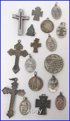 Vintage Antique Religious Cross and Medallion Charms ca. 1960